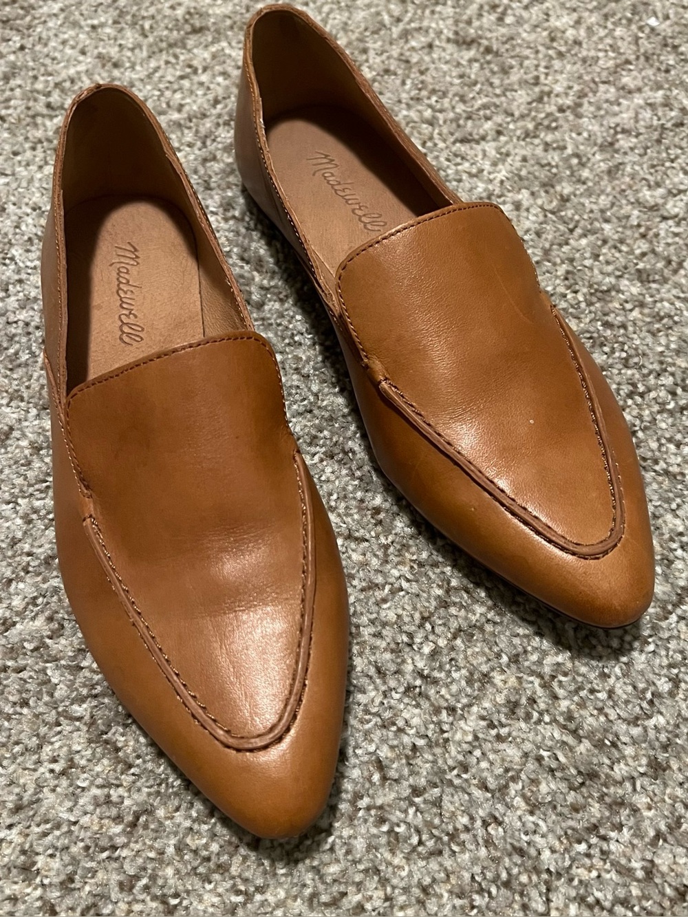 Madewell Cognac Brown Leather Pointed Slip-On Loafers Size 7 - Picture 4 of 11